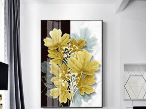 现代轻奢风植物花卉装饰画 用晶瓷演绎抽象石纹与金色艺术的静谧之美